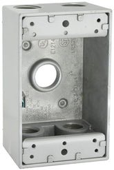 Hubbell 5331-0 Weatherproof Box, 18.3 cu-in, 5-Outlet, 1-Gang, Aluminum, Gray, Powder-Coated